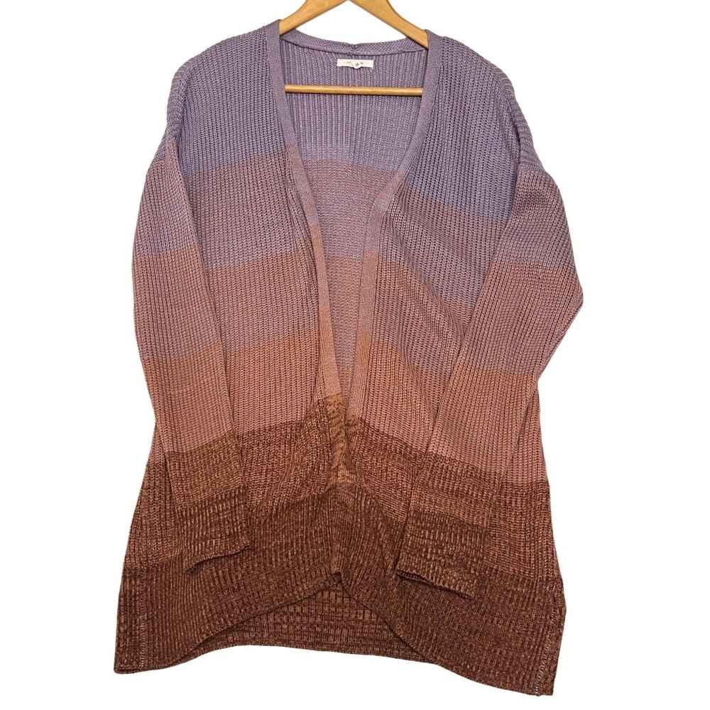 Maurices Womens Ombre Knit Cardigan Sweater - Size M 100% Acrylic Fall Colors